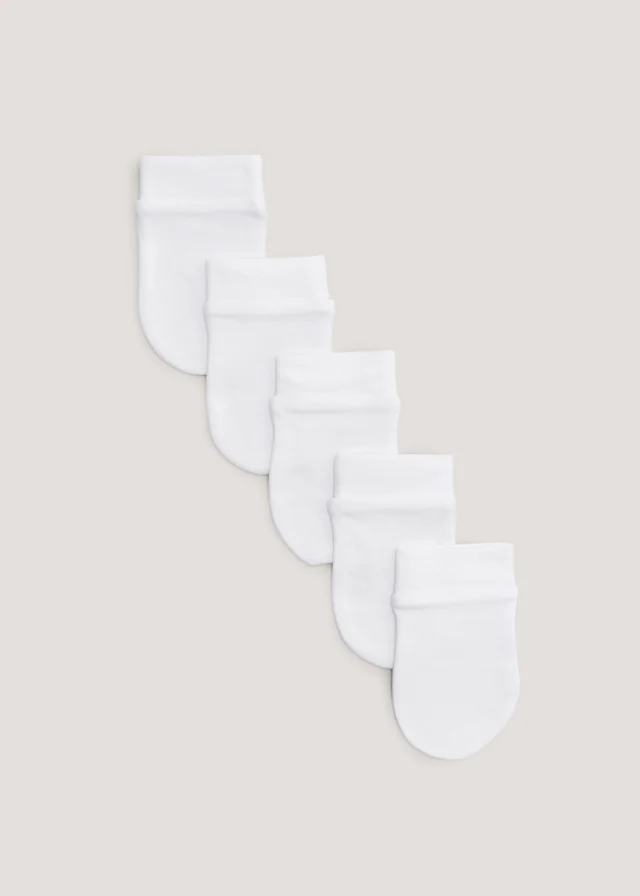 Baby 5 Pack White Scratch Mitts