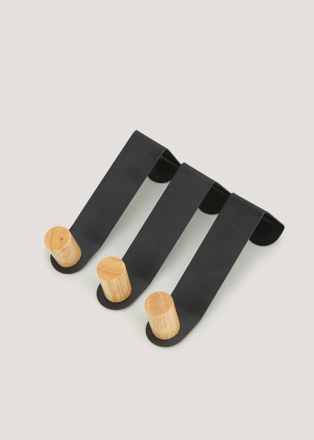 3 Pack Black Metal & Wood Hooks (12cm x 3cm x 3cm) Image 2