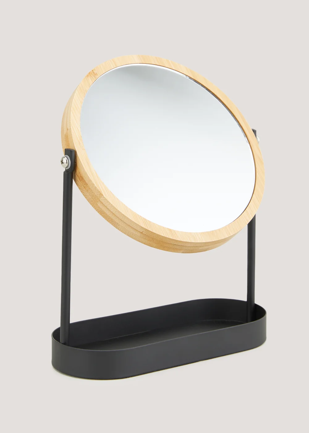 Black Metal & Bamboo Mirror (19cm x 25cm x 8cm) Image 1
