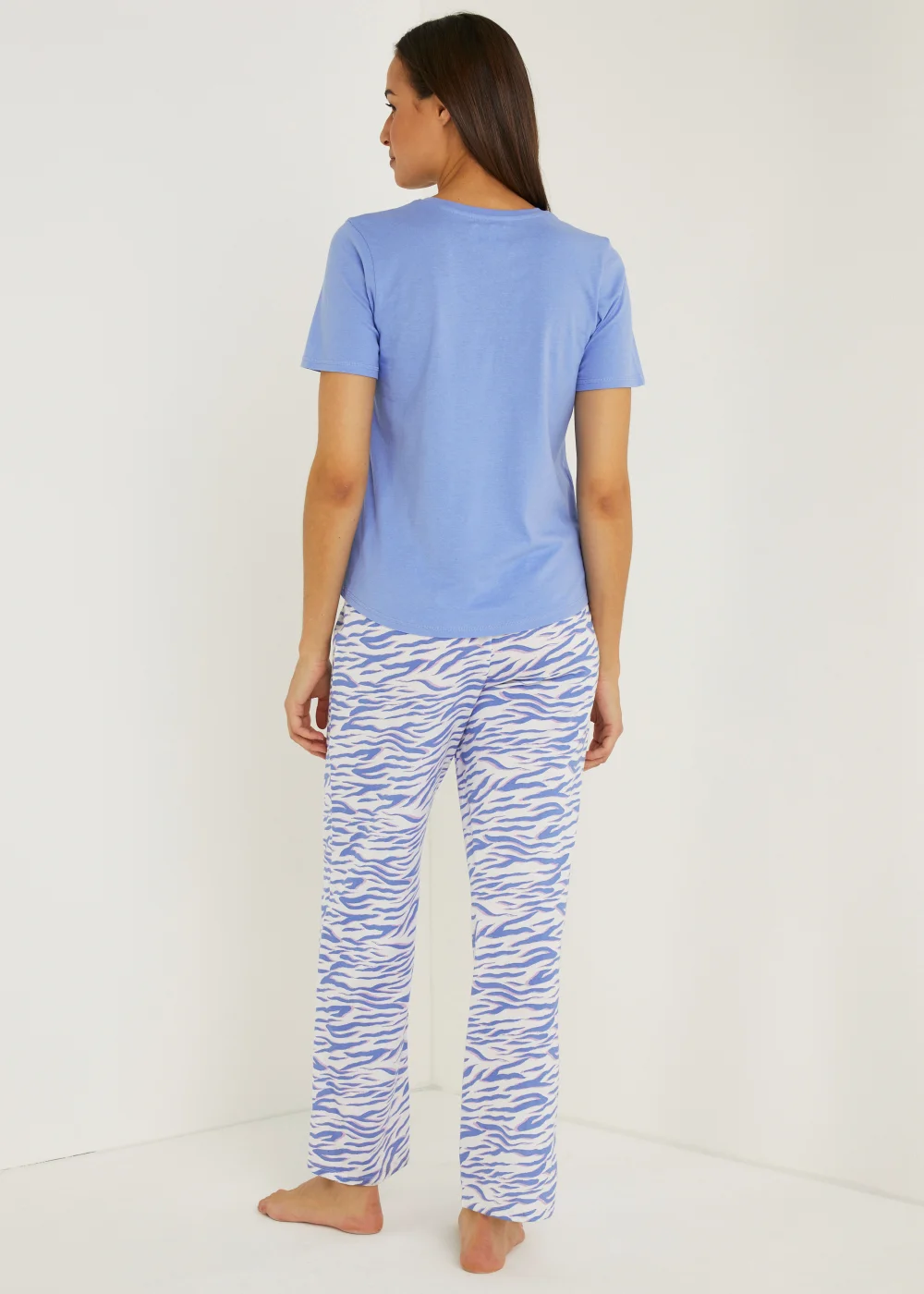 Blue Zebra Print Wide Leg Pyjama Set - Extra small Image 3