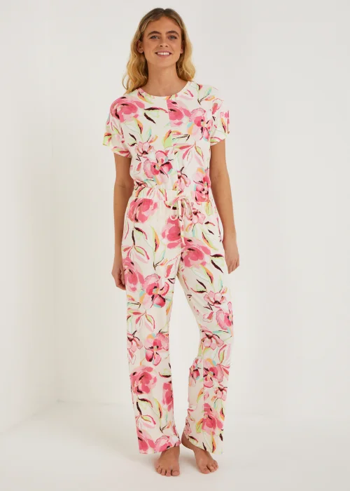 Cream Floral Pyjama Bottoms - Extra small Image 1