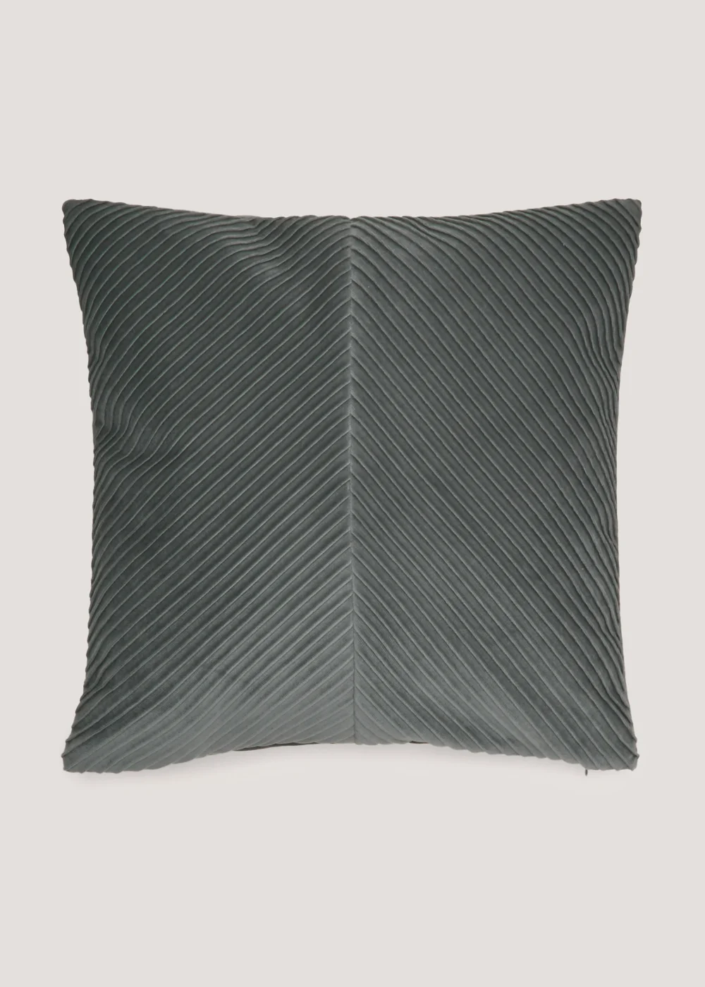 Dark Grey Pleated Velvet Cushion Image 1