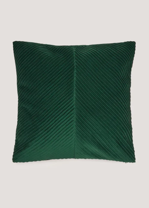 Green Pleated Velvet Cushion Image 1