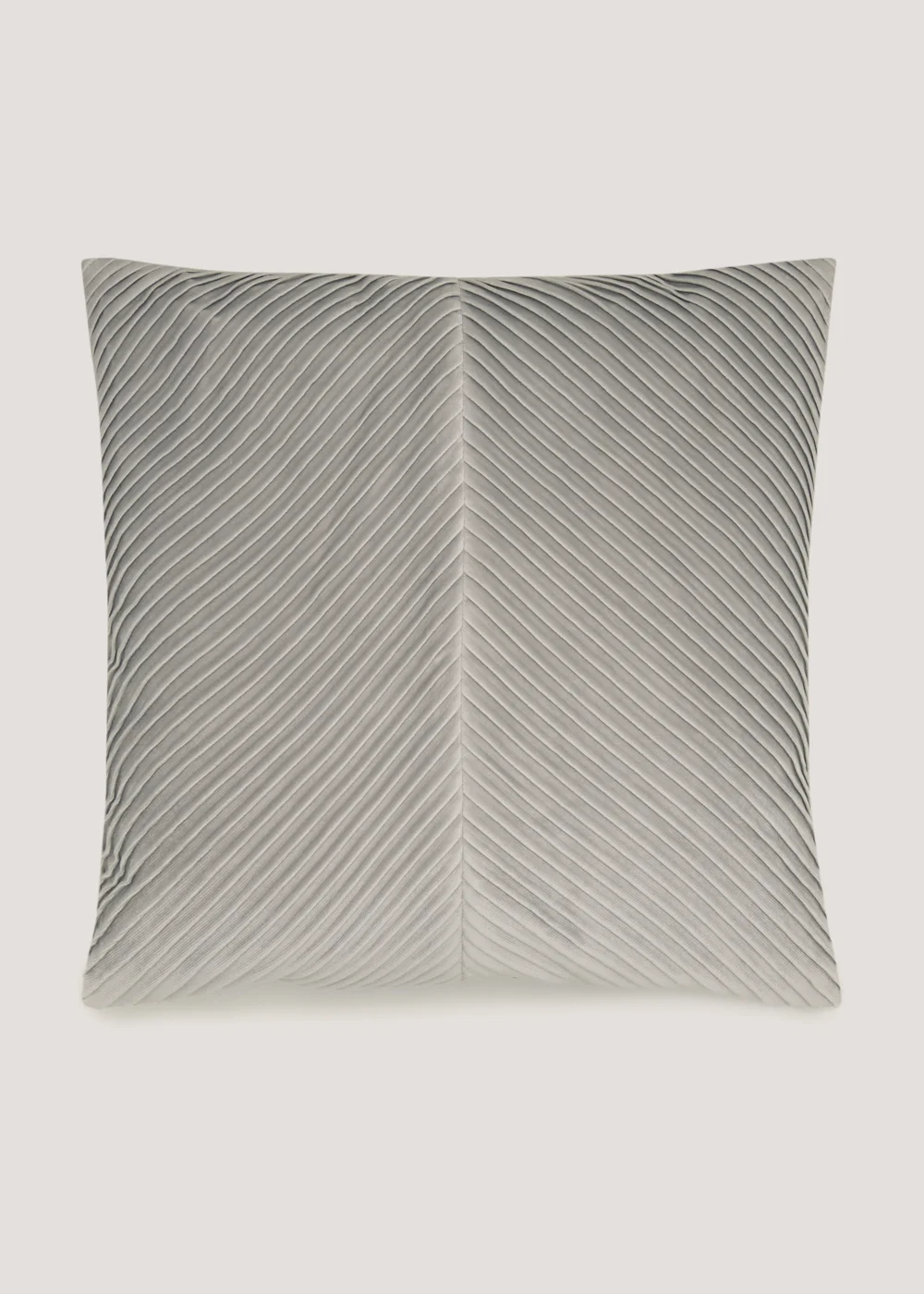 Light Grey Pleated Velvet Cushion Image 1