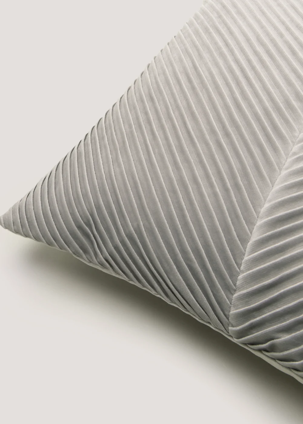 Light Grey Pleated Velvet Cushion Image 2