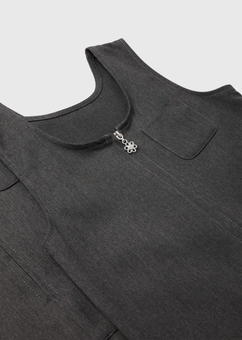 Girls 2 Pack Grey Zip Up Pleated School Pinafores (3-9yrs) - Age 3 Years Image 2