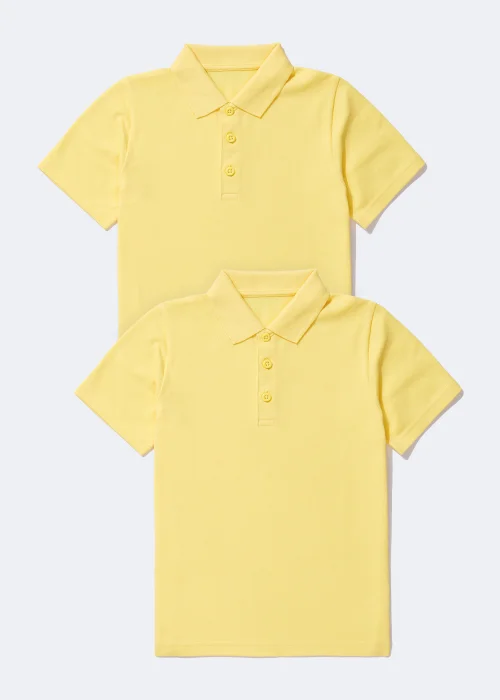 Kids 2 Pack Yellow School Polo Shirts (3-13yrs) - Age 8 Years Image 1