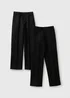 Boys 2 Pack Black Slim Fit School Trousers (3-16yrs) - Age 3 Years Image 1