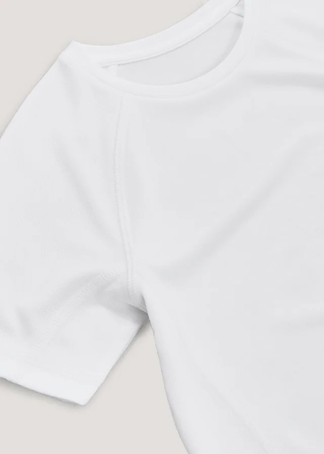 Kids White School Sports T-Shirt (3-13yrs)