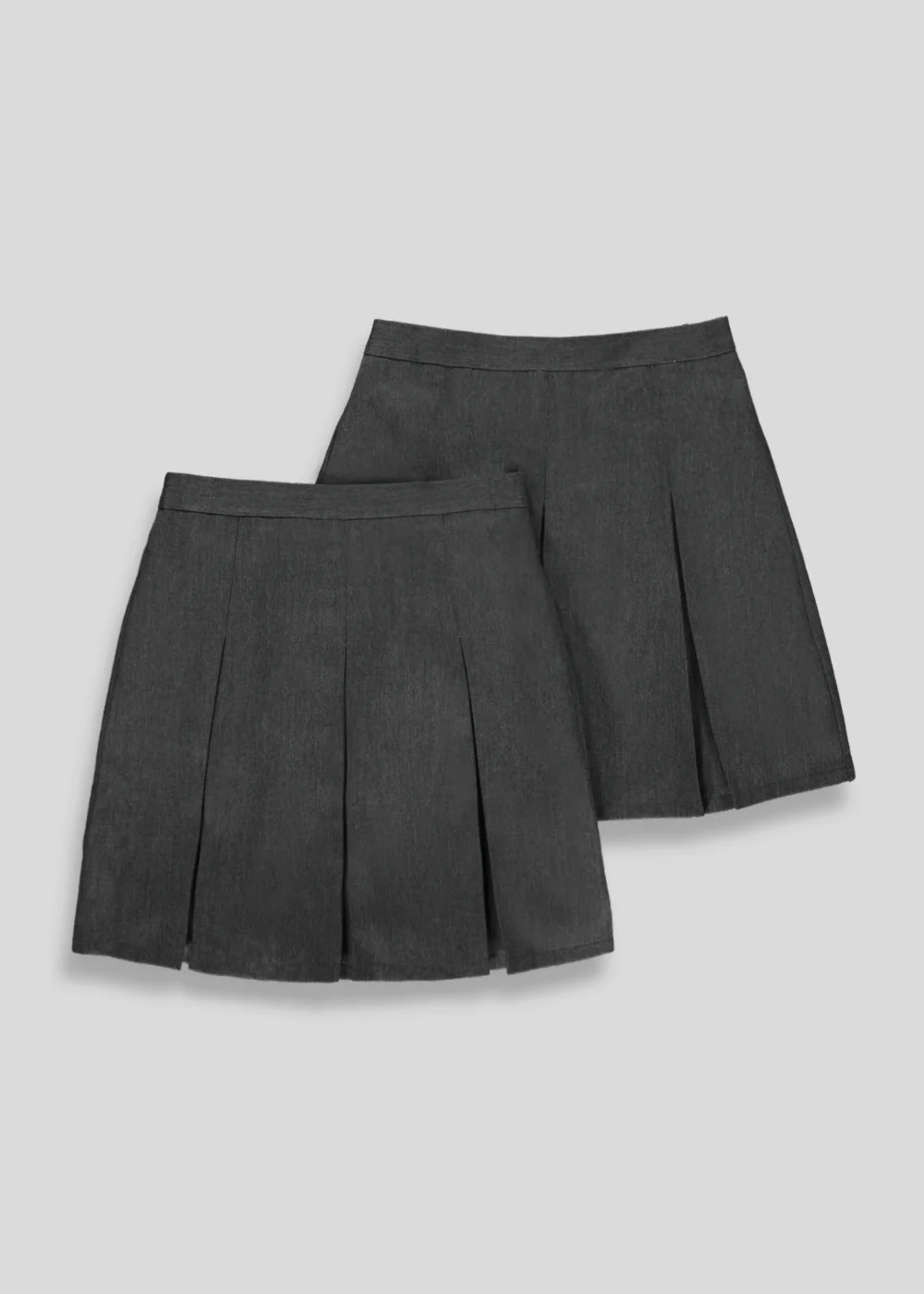 Girls 2 Pack Grey Box Pleat School Skirts (3-16yrs) - Age 10 Years Image 1