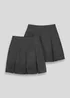 Girls 2 Pack Grey Box Pleat School Skirts (3-16yrs) - Age 10 Years Image 1