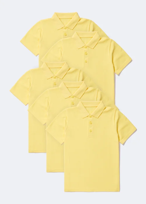 Kids 5 Pack Yellow School Polo Shirts (3-13yrs) - Age 8 Years Image 1