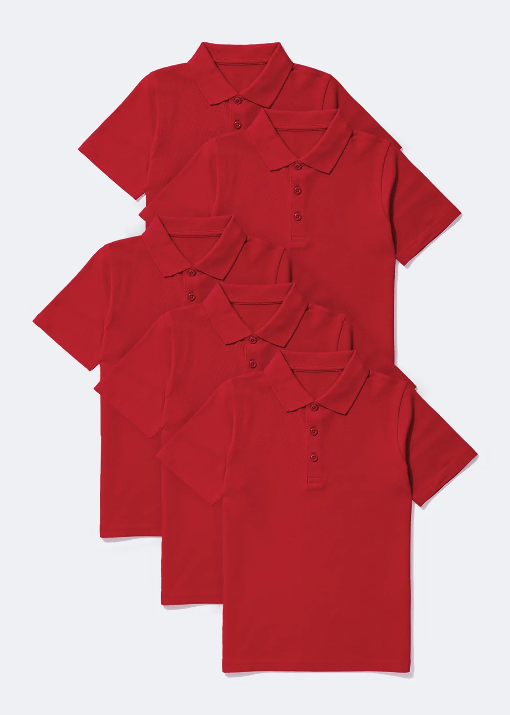 Kids 5 Pack Red School Polo Shirts (3-13yrs) - Age 10 Years Image 1
