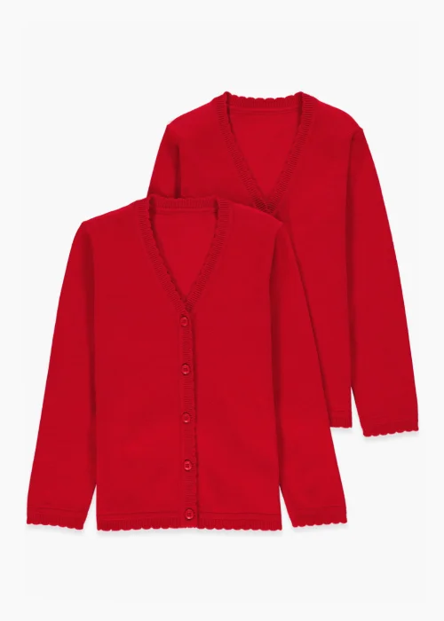 Girls 2 Pack Red School Cardigans (3-13yrs) - Age 4 Years Image 1