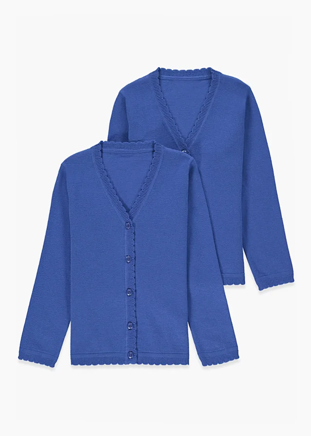 Girls 2 Pack Royal Blue School Cardigans (4-13yrs)