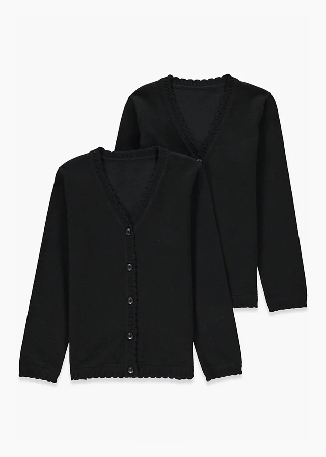Girls 2 Pack Black School Cardigans (3-13yrs)