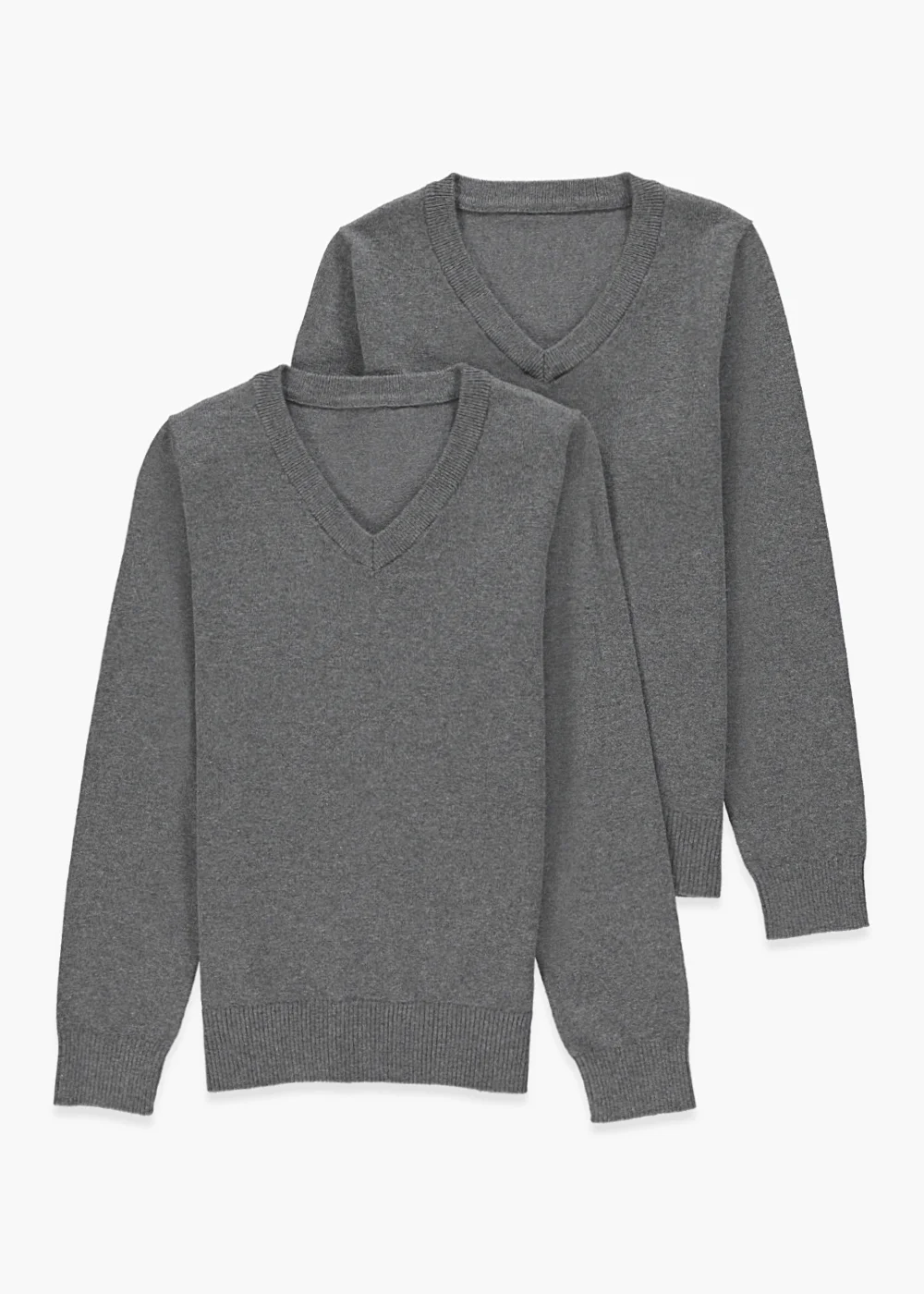 Kids 2 Pack Grey V-Neck School Jumpers (3-13yrs) - Age 3 Years Image 1