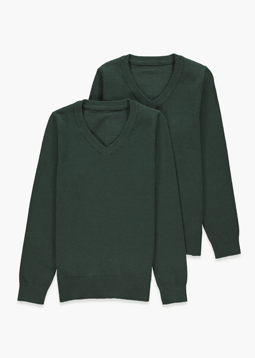 Kids 2 Pack Green V-Neck School Jumpers (3-13yrs) - Age 5 Years Image 1