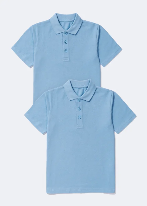 Kids 2 Pack Light Blue School Polo Shirts (3-16yrs) - Age 3 Years Image 1