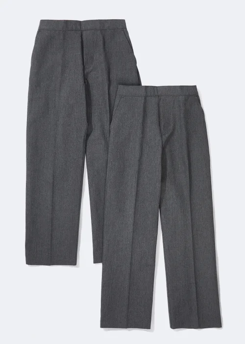 Boys 2 Pack Grey Pull On School Trousers (3-11yrs) - Age 3 Years Image 1