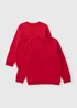 Kids 2 Pack Red Crew Neck School Sweatshirts (3-13yrs) - Age 5 Years Image 1