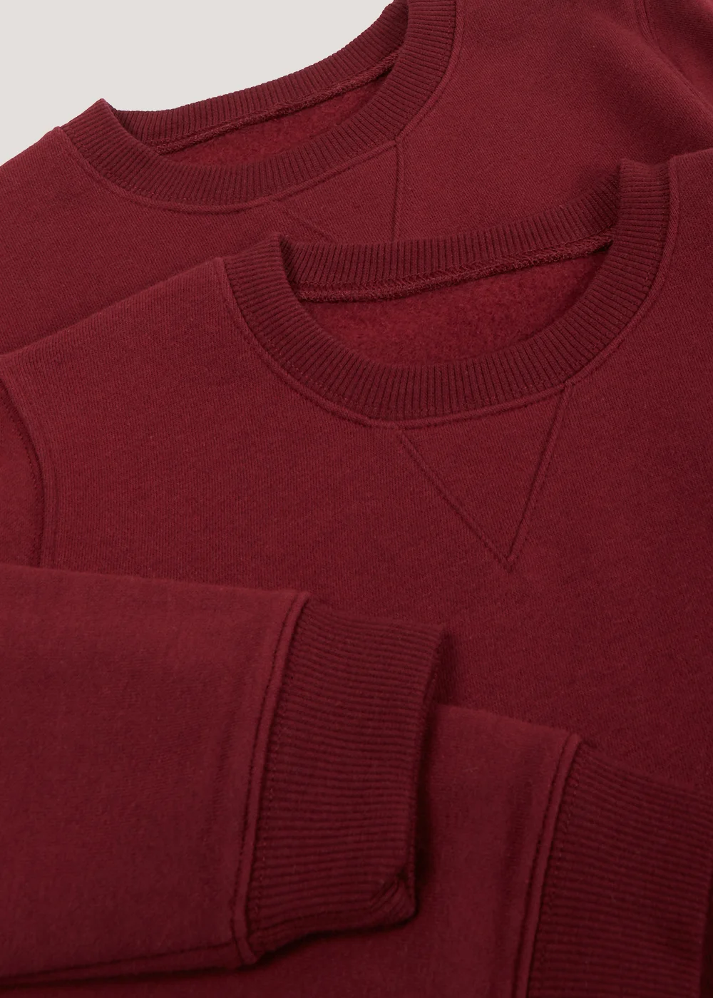 Kids 2 Pack Burgundy Crew Neck School Sweatshirts (3-13yrs) - Age 3 Years Image 2