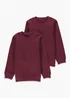 Kids 2 Pack Burgundy Crew Neck School Sweatshirts (3-13yrs) - Age 3 Years Image 1