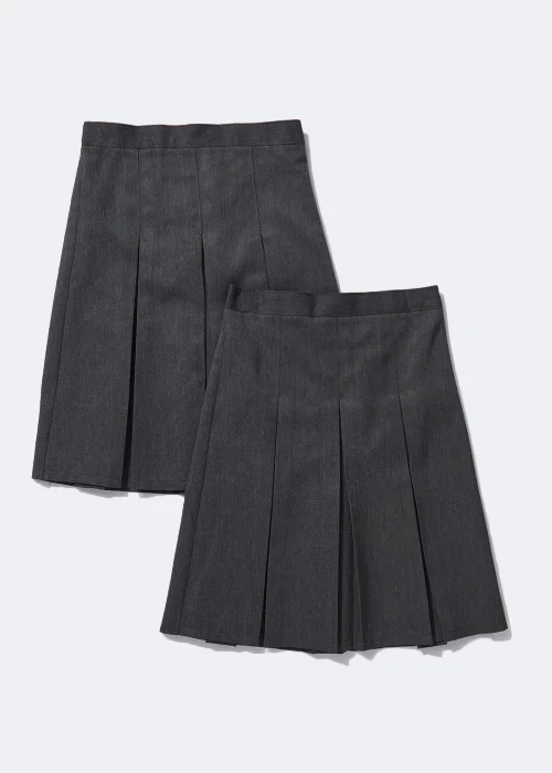 Girls 2 Pack Long Length Box Pleat School Skirts (3-16yrs) - Age 3 Years Image 1