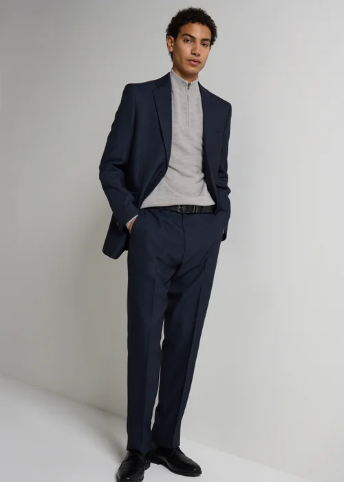 Taylor & Wright Navy Regular Fit Flexi Waist Trousers - 32 Waist 29 Leg Image 4