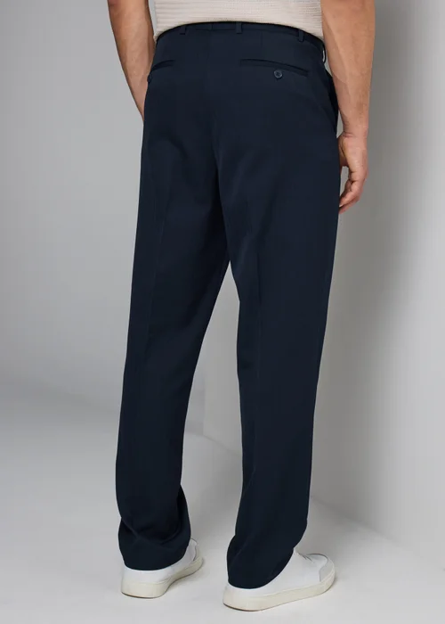 Taylor & Wright Navy Regular Fit Flexi Waist Trousers - 32 Waist 29 Leg Image 3