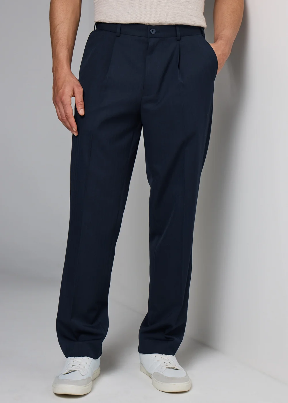 Taylor & Wright Navy Regular Fit Flexi Waist Trousers - 32 Waist 29 Leg Image 2