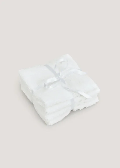 4 Pack White 100% Egyptian Cotton Face Cloths Image 1