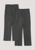 Boys 2 Pack Grey Regular Fit Longer Length School Trousers (3-13yrs) - Age 3 Years Image 1