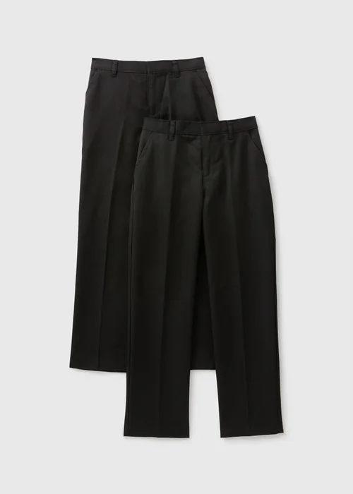 Boys 2 Pack Black Regular Fit Long Length School Trousers (3-16yrs) - Age 3 Years Image 1