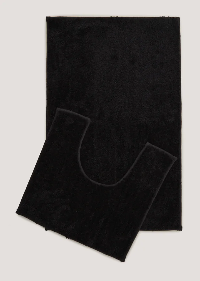 Black Quick Dry Bath & Pedestal Mat