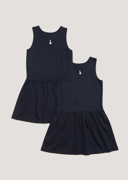 Girls 2 Pack Navy Jersey School Pinafore (3-9yrs) - 5 Yrs Image 1