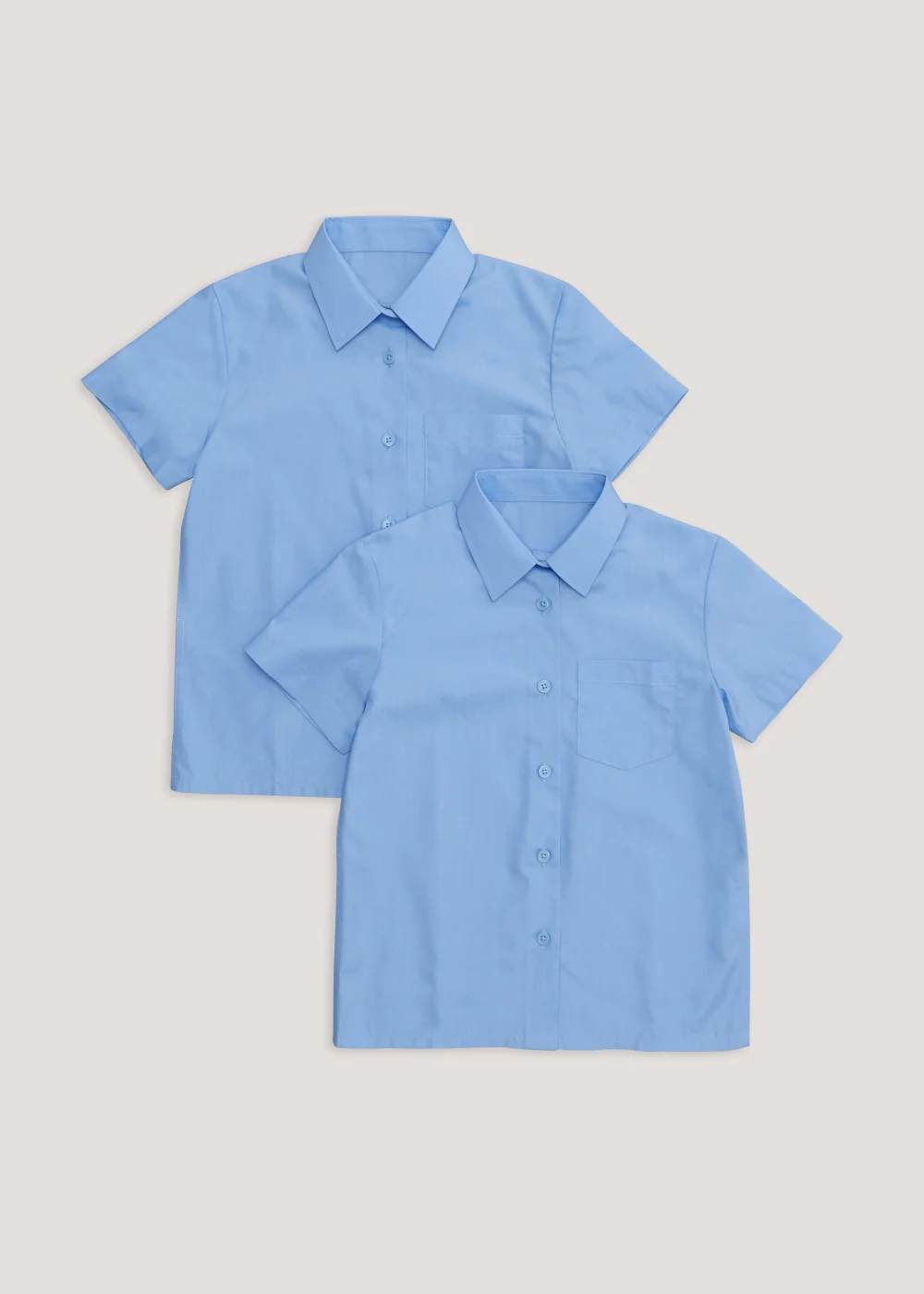 Girls 2 Pack Blue Regular Fit Short Sleeve School Blouses (4-16yrs) - Age 5 Years Image 1