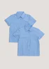 Girls 2 Pack Blue Regular Fit Short Sleeve School Blouses (4-16yrs) - Age 5 Years Image 1