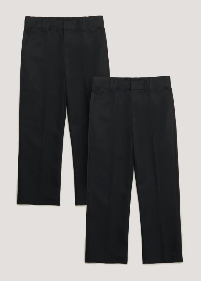 Boys 2 Pack Black Plus Fit School Trousers (6-16yrs)