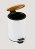 White Metal & Bamboo Bin (23cm x 17cm x 17cm) Image 2