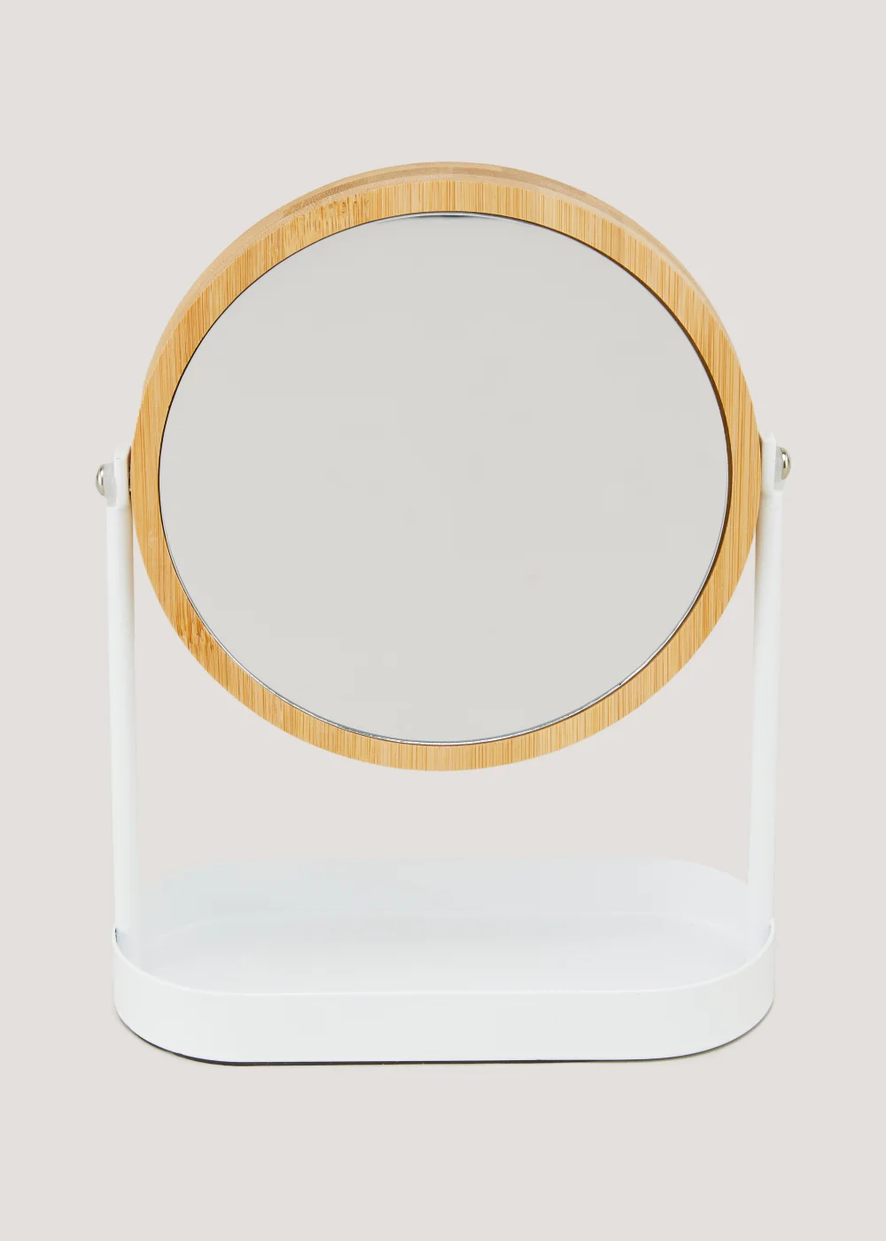 White Metal & Bamboo Mirror (25cm x 19cm x 8cm) Image 1