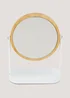 White Metal & Bamboo Mirror (25cm x 19cm x 8cm) Image 1