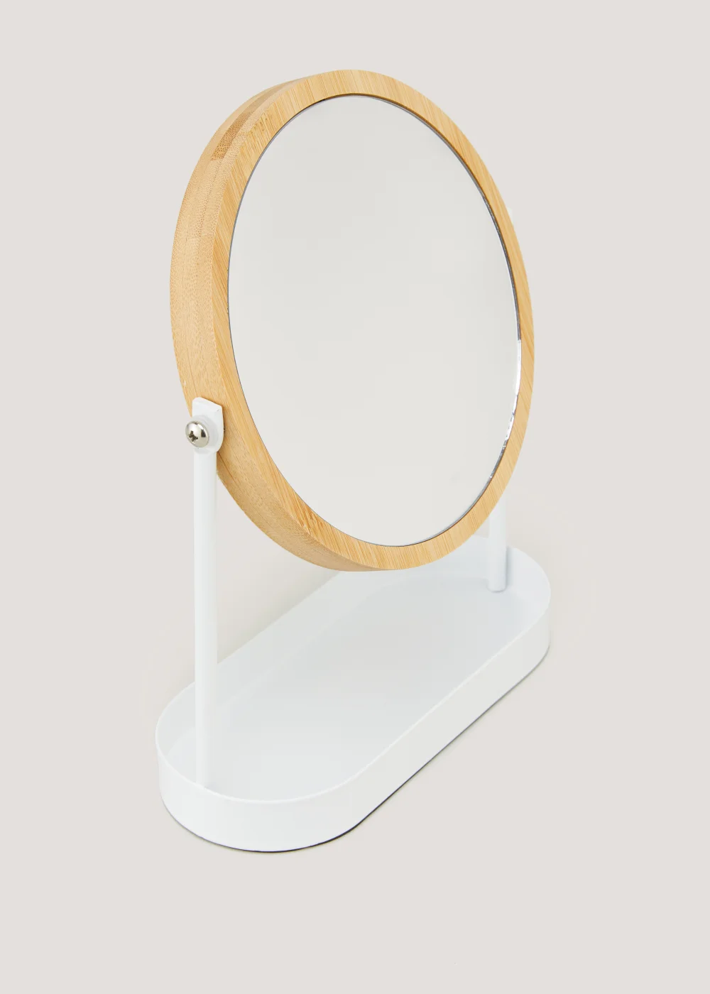 White Metal & Bamboo Mirror (25cm x 19cm x 8cm) Image 2