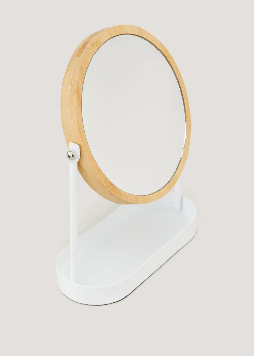 White Metal & Bamboo Mirror (25cm x 19cm x 8cm) Image 2