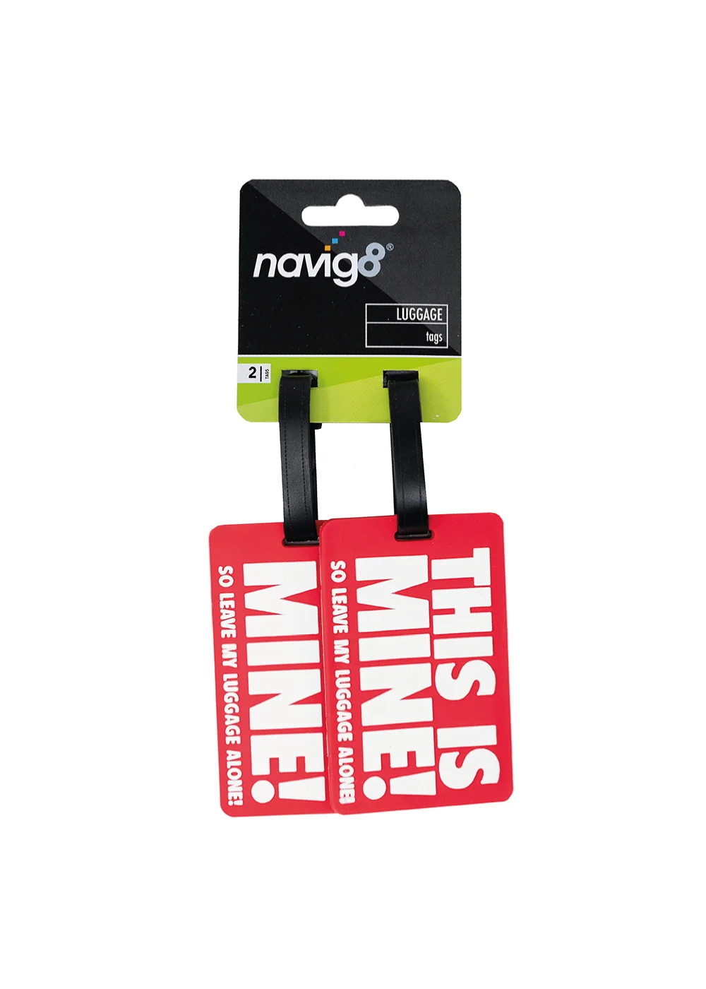 Navig8 Red Slogan Luggage Tags (8cm x 8cm) Image 1