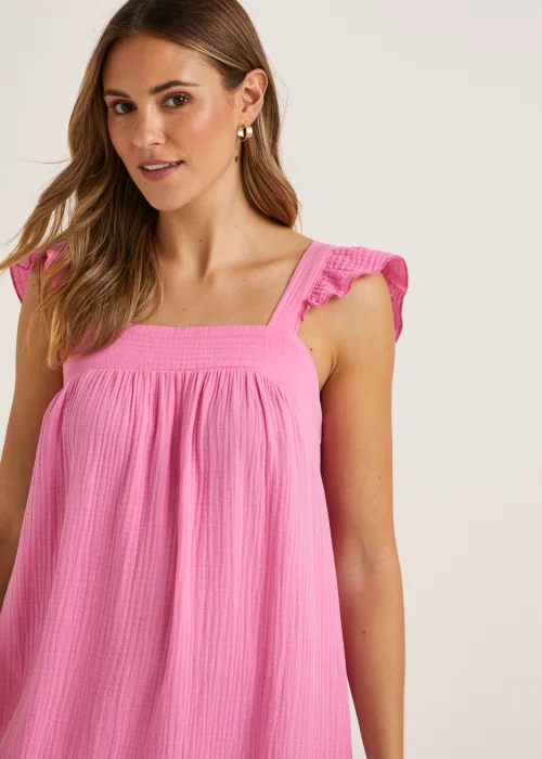 Pink Double Cloth Frill Midi Dress - 8 Image 3