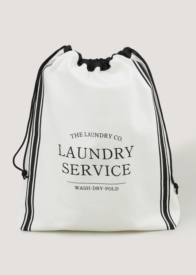White The Laundry Co Drawstring Bag