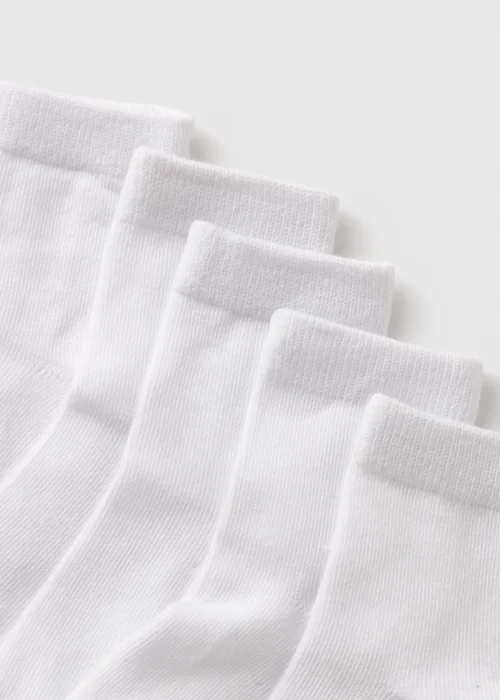 Kids 5 Pack White Ankle Socks (Younger 6-Older 5.5) - Sizes 6 - 8.5 Image 2