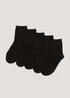 Kids 5 Pack Black Ankle Socks (Younger 6-Older 5.5) - Sizes 6 - 8.5 Image 1