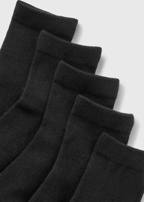 Kids 5 Pack Black Ankle Socks (Younger 6-Older 5.5) - Sizes 6 - 8.5 Image 2